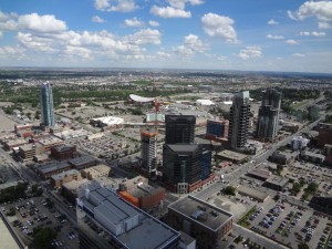 Ausblick vom Calgary Tower auf das Stampede - Areal